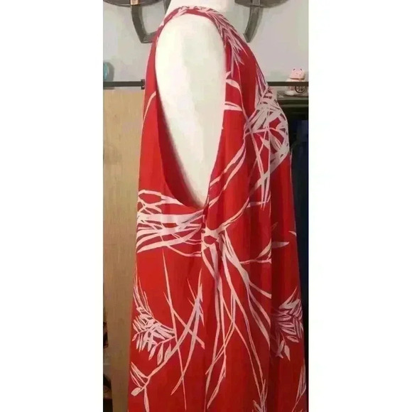 Alfani (20W) Red Midnight Palm 2-Layer Sleeveless Ladies Stretch Dress - Picture 9 of 12